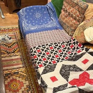 We are owls Patchwork Quilted Throw scarf  - Red, Blue, Black Pattern